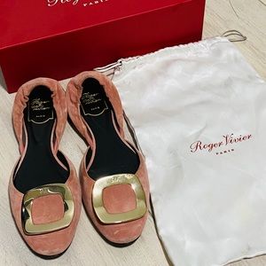 Roger Vivier chips ballerinas in suede pink EU38.5